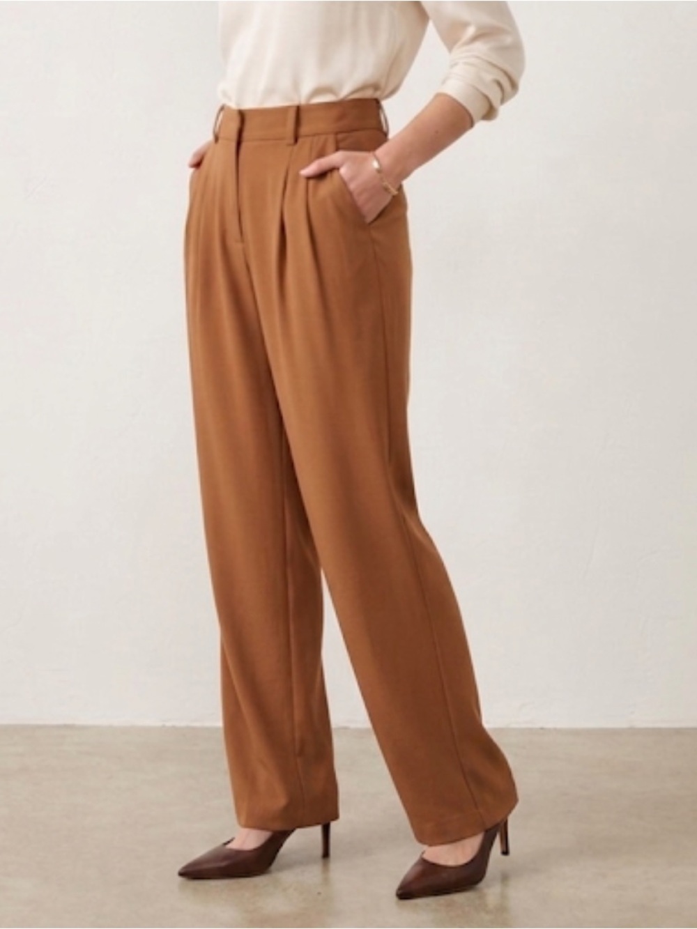 Jason Wu double pleated essential pant camel medium NWOT